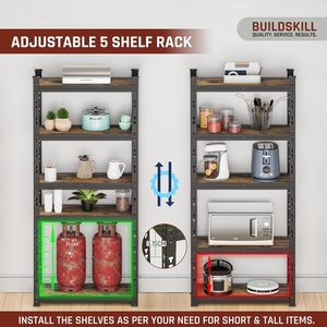 Étagère de rangement robuste BUILDSKILL à 5 niveaux |   Étagère métallique sans boulons avec étagères en contreplaqué MDF, capacité de charge de 175 kg (67x28x12 pouces) - Product Image 3