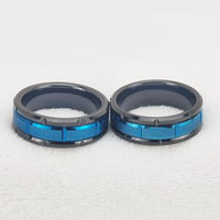Bague en carbure de tungstène noir et bleu avec motif géométrique entrelacé, alliance de 8 mm pour homme, bijoux industriels en gros