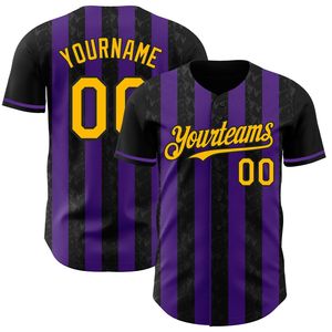 Maillot de baseball sportif personnalisé noir et violet, imprimé, manches courtes, unisexe, 100% polyester, léger, respirant, toutes saisons - Product Image 3
