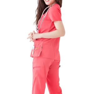 Fashionable Slim Fit Women's Medical Scrubs <b>Set</b> Stretch Soft Nursing Uniform V-Neck Hospital <b>Doctor</b> Dentist Scrub Suit Workwear - Product Image 4