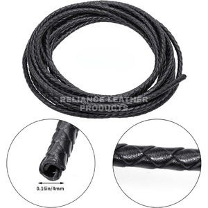 RTS 4mm Black shine Bolo Braided Leather Cord for Craft and Jewelry Projects Strong Braided Leather <b>String</b> - Product Image 4