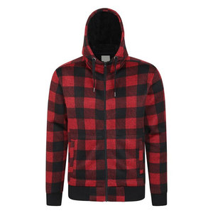 <b>Men's</b> <b>Red</b> Black Solid Hooded Zip-Up <b>Sweatshirt</b> Cotton Flannel Casual Winter Wear Regular Fit Pocket Design Eco-Friendly Quick - Product Image 1