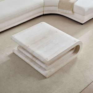 Tavolino da Caffè Moderno 33,86 Pollici, Design Irregolare Quadrato, Motivo Travertino Finto, Materiale MDF per Uso in Soggiorno - Product Image 5