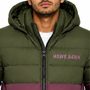 Custom <b>Men</b>’s Puffer <b>Jacket</b> Custom Solid Color <b>Hooded</b> Quilted Winter Coat Full Zip Casual Outdoor Wear Thick Polyester Wadding - Product Image 4