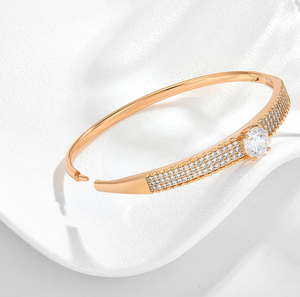 Brazalete de Plata de Ley 925 Chapado en Oro Rosa con Circonita, Corte Brillante Redondo, para Regalo de Boda - Product Image 4