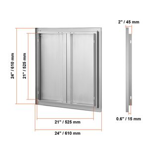 Porta di Accesso BBQ a Incasso in Acciaio Inox 24W X 24H Pollici per Unità di Stoccaggio Verticale da Parete per Cucina Esterna - Product Image 5
