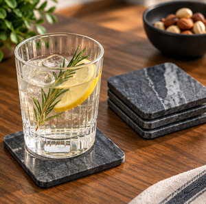 AK Brass Standard Marble Square <b>Coaster</b> Set Of 4 Unique <b>Black</b> And White Shade Marble For Table Decor / Kitchenware Item - Product Image 3