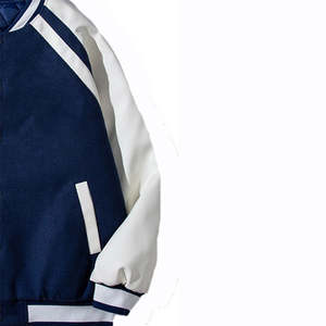 Nouvelle Veste de Baseball Varsity Homme Couleur Marine Unie avec Manches en Cuir Blanc et Col Côtelé Léger pour l'Hiver – Grande Vente - Product Image 3