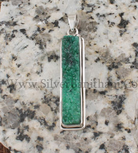 Colgante Vintage de Plata de Ley 925 con Druzy Verde Brillante en Forma de Anillo, Amuleto de Geoda, Joyería Unisex para Aniversario - Product Image 2