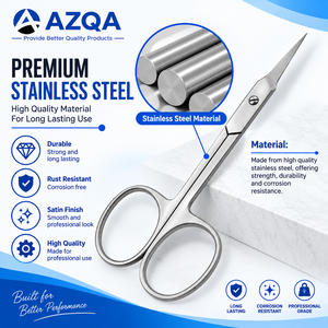 Ciseaux à cuticules professionnels en acier inoxydable, pointe en forme de flèche, lames courbées et affûtées, finition satinée, pour droitiers, durables, de précision, pour bébés - Product Image 3