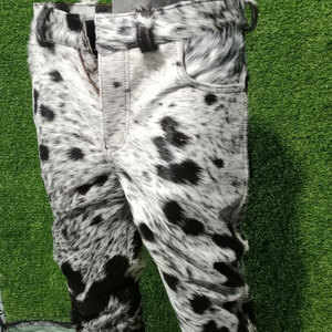 Cow Hair Leather Pant <b>Men</b> Western Cowhide Fur <b>Trousers</b> Black And <b>White</b> Spotted Real Hair On Hide Slim Fit - Product Image 6