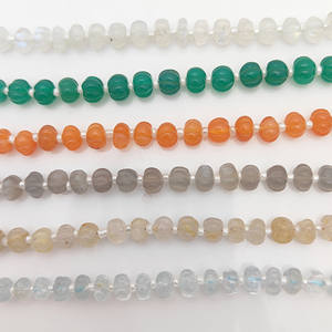 Perles de pierre de lune arc-en-ciel sculptées en forme de melon de 5 à 7 mm pour la fabrication de bijoux - Product Image 5