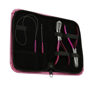 German Stainless Steel Hair <b>Pliers</b> 4 Pcs <b>Set</b> Tip <b>Plier</b> Hair Extension Tools <b>Plier</b> <b>Set</b> Clamp For Hair Extensions Kit With Pouch - Product Image 2
