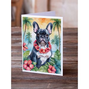 Whimsical French Bulldog Luau Tarjetas de felicitación Paquete de 8 A7 Tamaño 5x7 Tarjetas de notas en blanco con sobres - Product Image 2