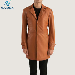 Manteau en cuir réversible sur mesure pour homme, en cuir véritable, veste d'hiver chaude doublée, trench-coat boutonné pour un style décontracté ou professionnel - Product Image 4