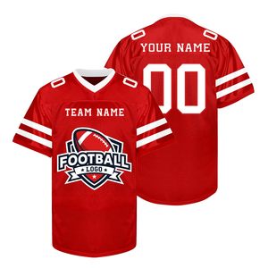 Men's Red Mesh V-Neck Football Jersey Short Sleeve Custom Sublimated Print Breathable Sport Apparel All Seasons Regular Fit - Product Image 5