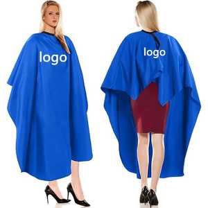 Cape de coiffure professionnelle IKZARSA en polyester résistant à l'eau, gris, noir, bleu, logo personnalisé pour usage en salon - Product Image 3