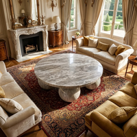 Table Basse en Marbre Naturel et Résine, Pierre Solide Polie, Design Ferme, Écologique, Résistante au Feu et à l'Eau, Plateau de Vanité