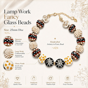 Premium Handmade Lampwork Fancy Glass <b>Beads</b> <b>Bracelet</b> 25mm Disc Design for Jewelry Making Fashion Accessories and Elegant Gift - Product Image 2