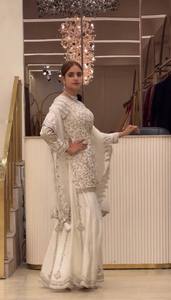 Salwar Kameez en viscose brodé pour femme, orné de pierres, tenue de soirée formelle, longueur au sol, vêtement ethnique - Product Image 2