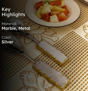 Luxury Marble Handle Salad Serving Set – Stainless Steel Spoon & <b>Fork</b> with Gold Edge Design for Dining & Tableware - Product Image 3