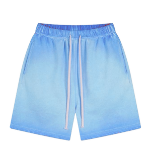 100% coton français éponge polaire pierre lavé sweat shorts bords bruts lavés à l'acide pulvérisation ciré conception personnalisée avec motif solide - Product Image 4