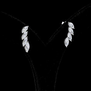 Marquise Lab Grown Diamond <b>Climber</b> Stud <b>Earrings</b> 10K 14K 18K Gold 925 935 Silver Luxury Wedding Engagement Gift - Product Image 3