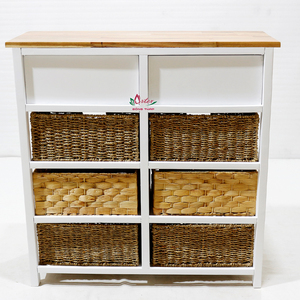 Mueble de Madera de Diseño Moderno con Cajones Tejidos de Jacinto de Agua y Seagrass, Almacenamiento Ecológico que Ahorra Espacio para Sala de Estar o Apartamento - Product Image 6