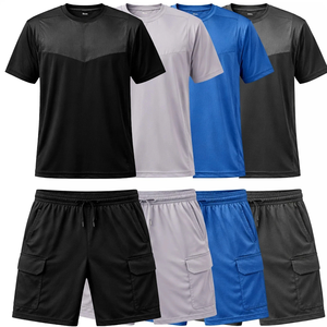 Conjunto Deportivo Informal de Verano para Hombre, 2 Piezas, 100% Algodón, Camiseta y Pantalones Cortos de Felpa - Product Image 6