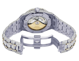 BOJ A.P. Montre automatique à cadran arabe noir bicolore avec diamants VVS et moissanite pour homme, montre de luxe à prix bas - Product Image 6
