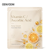 Masque Visage Éclaircissant à la Vitamine C, Masque Hydratant en Tissu, Masque Coréen, Soin Facial Blanchissant, OEM ODM