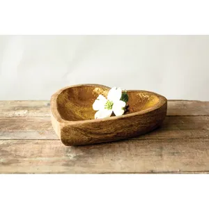 Plateau décoratif en bois en forme de cœur avec intérieur plaqué or, motif floral, style rustique, emballage individuel - Product Image 2