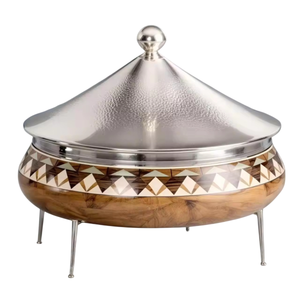 Superbe Casserole Ronde en Bois avec Couvercle en Verre, Intérieur en Acier Inoxydable, Design Moderne, Pot Durable pour Usage Domestique - Product Image 6
