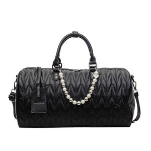 Sac de voyage chic en cuir PU matelassé avec chaîne de perles décorative et bandoulière amovible - Product Image 2