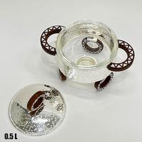 Chauffe-Plat de Luxe Mini Rond Type Carrosse 0,5 L en Acier Inoxydable Martelé avec Roues Décoratives – Unité Individuelle