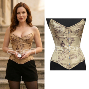 Corset Top Vintage à Imprimé Carte du Monde Sublimé par Transfert Thermique, en Satin, avec Armatures et Bonnets à Armatures - Product Image 5