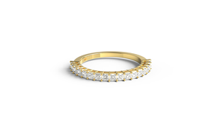 Bague de fiançailles et de mariage en or 18 carats de luxe avec diamant taille princesse, demi-alliance éternelle, bijou empilable pour femme - Product Image 1