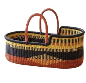 Export modern earth tone color blocked high wall seagrass <b>changing</b> <b>basket</b> including rattan <b>changing</b> kid <b>basket</b> with straps - Product Image 1