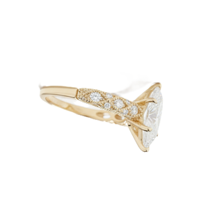 แหวนเพชรทรงมาร์คีส์เพาะเลี้ยงในห้องปฏิบัติการ แบบหนามเตยเพชรเดี่ยว ประดับเพชรแบบพาเว่ วงแหวนทองคำแท้ 10K 14K 18K แบบครึ่งวงนิรันดร์ สำหรับงานแต่งงาน - Product Image 4