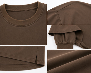 เสื้อยืดคอกลมแขนยาวทรงโอเวอร์ไซส์สไตล์ไฮสตรีทสำหรับผู้ชาย ผ้าฝ้าย 100% คุณสมบัติป้องกันขนร่วง ผ้าหนา 220 กรัม - Product Image 4