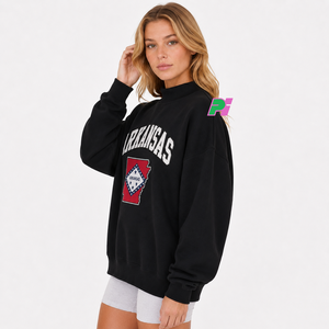 Sudadera Oversize de Cuello Alto para Mujer con Bordado del Mapa del Estado de Arkansas, Sudadera de Forro Polar para Otoño - Product Image 5