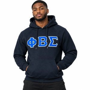 Sudadera con Capucha Premium Negra Phi Beta Sigma, Sudadera de Forro Polar con Letras Griegas Bordadas, Sudadera Universitaria Informal Unisex para Invierno - Product Image 1