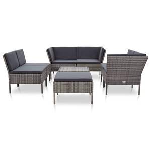 Ensemble de salon de jardin en polyrotin gris, 8 pièces, avec coussins, mobilier d'extérieur, design moderne, style contemporain, sièges pour 8 personnes - Product Image 3