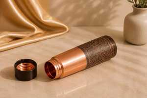 Pure <b>Copper</b> <b>Bottle</b> for Water Drinking Handmade Traditional Ayurvedic Reusable <b>Bottle</b> 24H Thermal Retention Custom Logo Bulk - Product Image 2