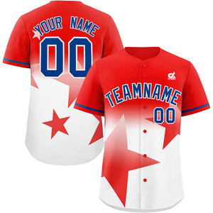 Camiseta de Béisbol Personalizada con Degradado, Uniforme de Equipo con Botones para Hombre, Camisa Deportiva Transpirable de Poliéster con Nombre y Número Personalizados - Product Image 4
