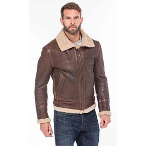 Veste en cuir de mouton pour homme avec col montant, manches longues, capuche, imperméable et respirante, écologique, personnalisable - Product Image 1