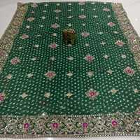 Dupatta vintage en georgette pure de qualité supérieure avec tissu imprimé et travail décoratif, tenue ethnique traditionnelle pour mariage, pour femmes