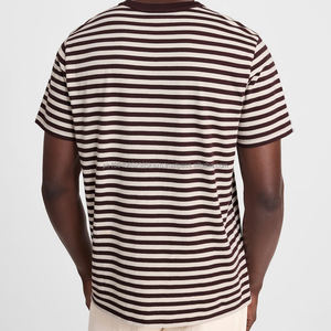 Camiseta de Manga Corta para Hombre, Camisetas a Rayas, Camiseta de Cuello Redondo de Verano, Camiseta de Algodón Orgánico, Camisetas Sostenibles - Product Image 2