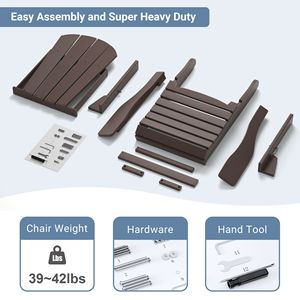 Sedia Adirondack Pieghevole Resistente alle Intemperie per Braciere, Patio, Barbecue all'Aperto, Spiaggia, Giardino - Resina HDPE, Piatti Inclusi - Product Image 3