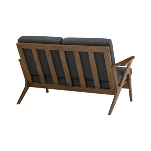 Modern Midcentury Z-Arm Loveseat <b>Sofa</b> Sculptural <b>Wood</b> <b>Frame</b> Durable Track Arms Upholstered Fabric Foam Apartment Living Room - Product Image 2